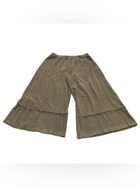 Bryn Walker Wide Leg Plush Capris Khaki Color Lagenlook Women’s Large Read